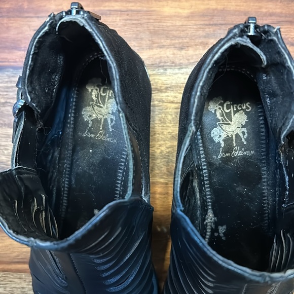 SAM EDELMAN - CIRCUS booties black leather lazer cut details pointed toe zie 7M - Picture 7 of 9